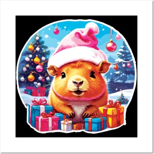 Cute Capybara Christmas Posters and Art